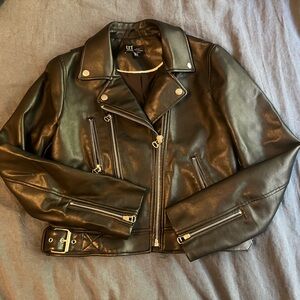 Zara Black Faux Leather Biker Jacket